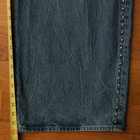 J.Crew Studded Lower Rise‎ Wide Leg 1984 Rigid Jeans Blue Denim Size 31 - Picture 7 of 9